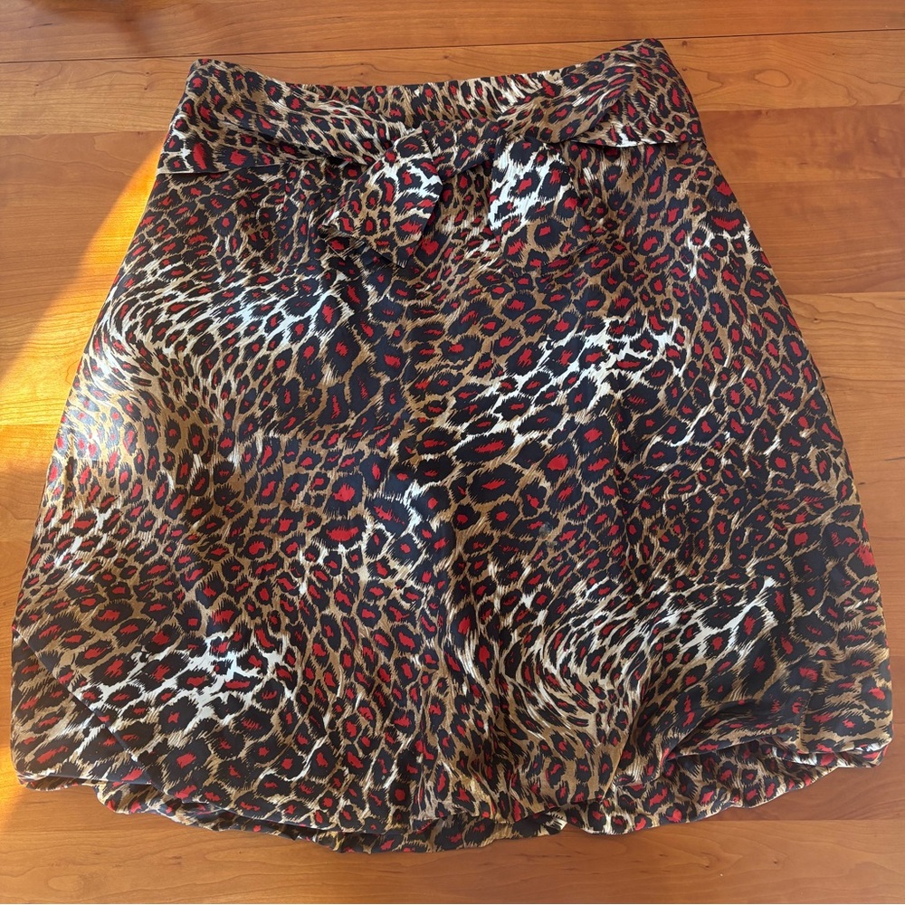 Ellen Tracy Leopard/Cheetah Print Silk Bubble Skirt